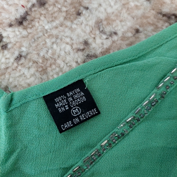Y2k green beaded camisole top - Picture 4 of 5